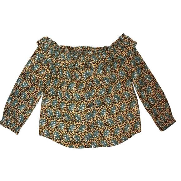 J. Crew Women’s Ratti Elephant Print Blouse Cotton NWT Size 4 Bohemian Milk Maid - Picture 3 of 16